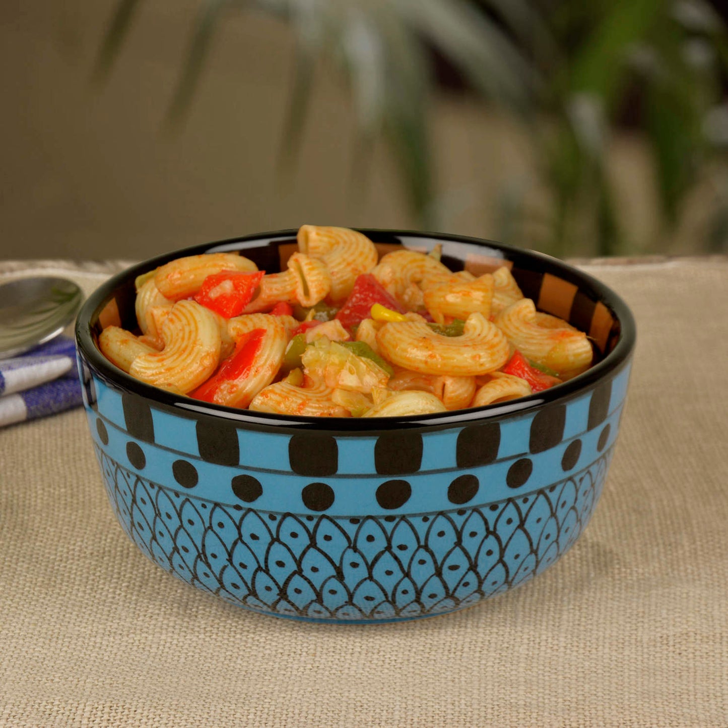 Handpainted Ceramic Serving Bowl (800 ml , Blue)