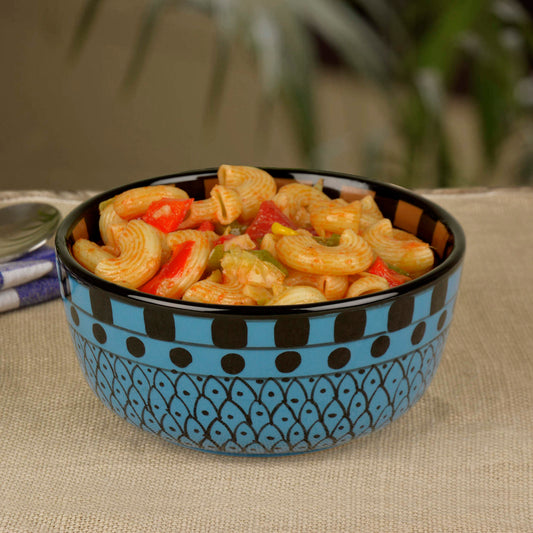 Handpainted Ceramic Serving Bowl (800 ml , Blue)