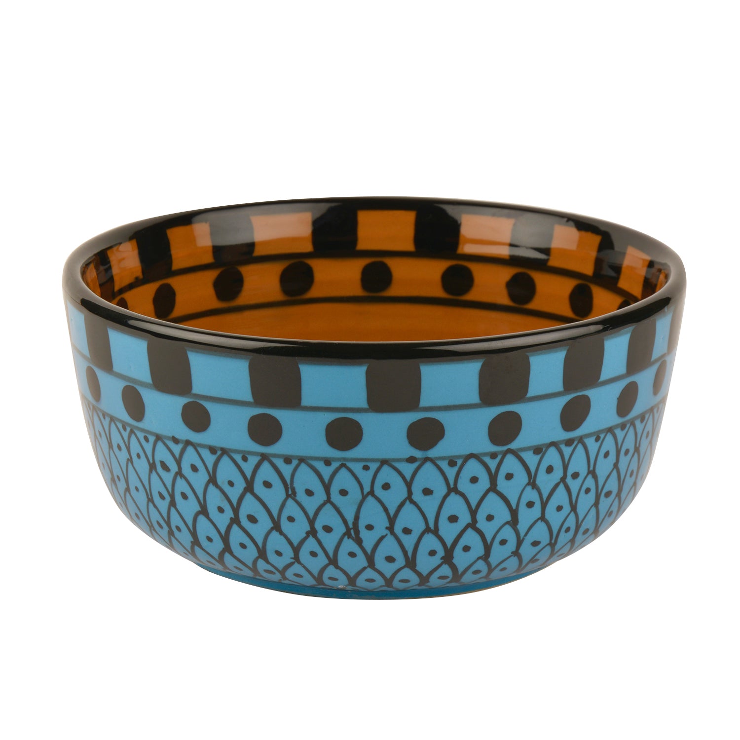 Handpainted Ceramic Serving Bowl (800 ml , Blue) - View 3