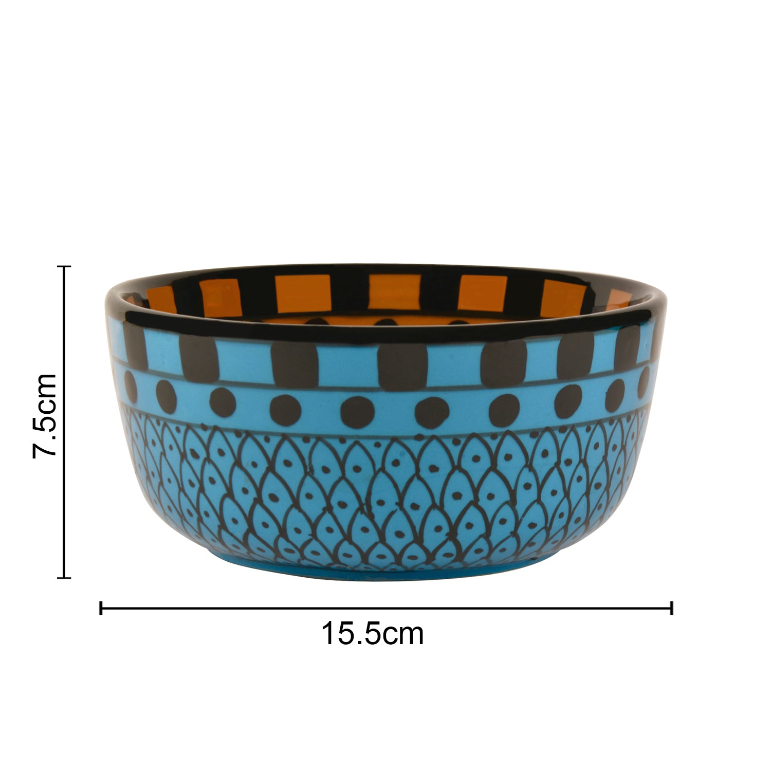 Handpainted Ceramic Serving Bowl (800 ml , Blue) - View 2