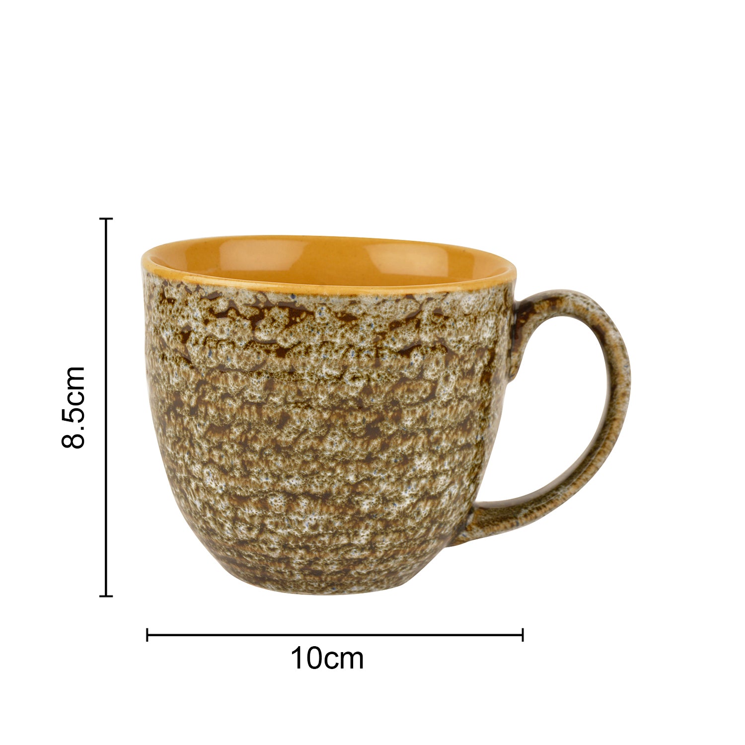 Hand Glazed Ceramic Soup Cups with Handle (300 ml each, Set of 6, Sage and Yellow) - View 4
