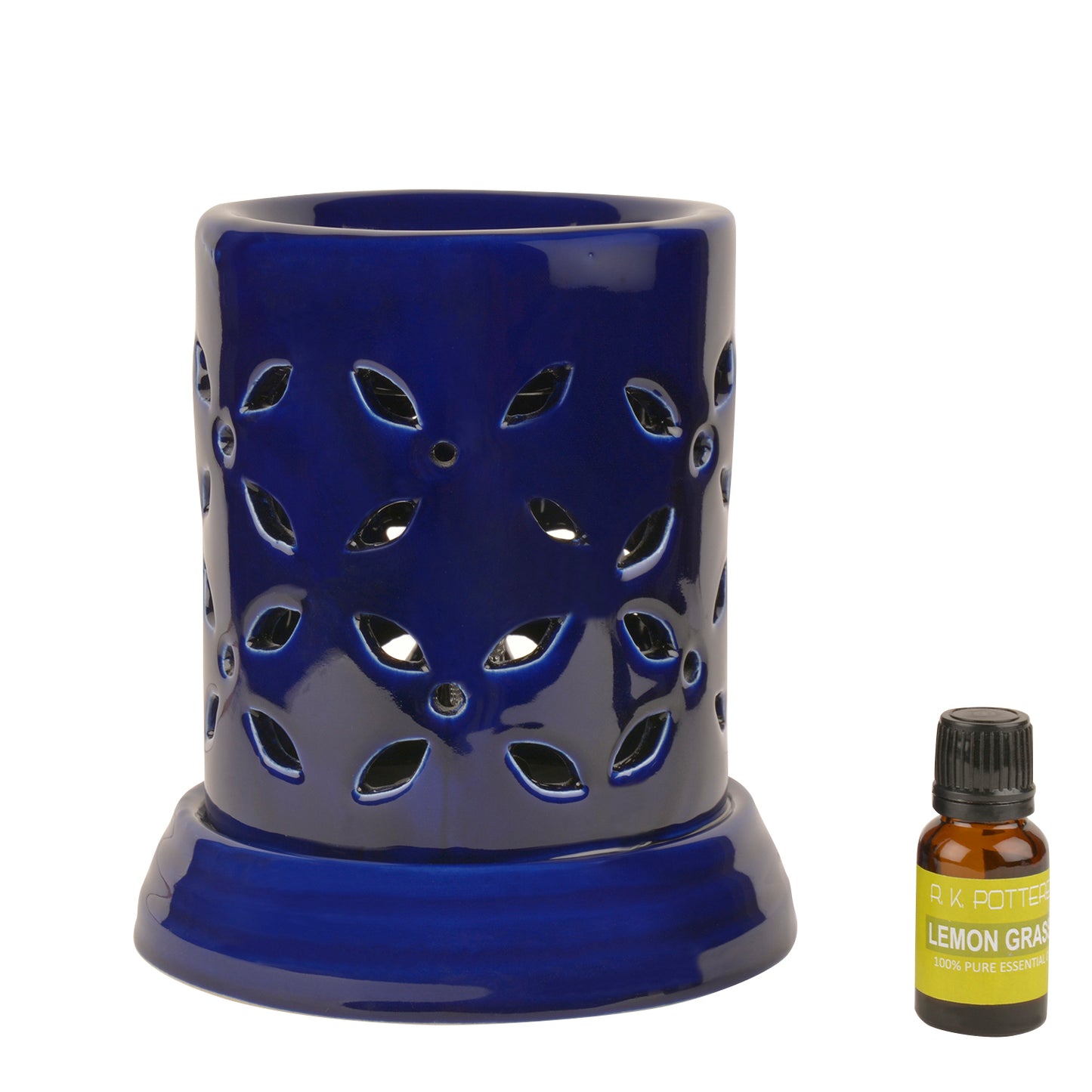 Ceramic Electrical Aroma Diffuser with Essential Oil ( 7 inches , Dark Blue ) - View 2