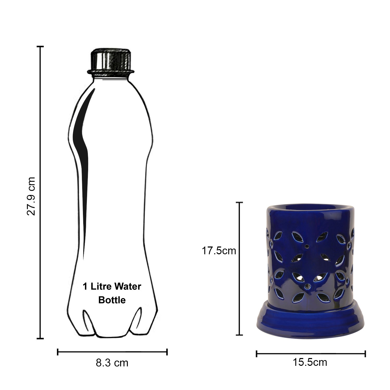 Ceramic Electrical Aroma Diffuser with Essential Oil ( 7 inches , Dark Blue ) - View 5