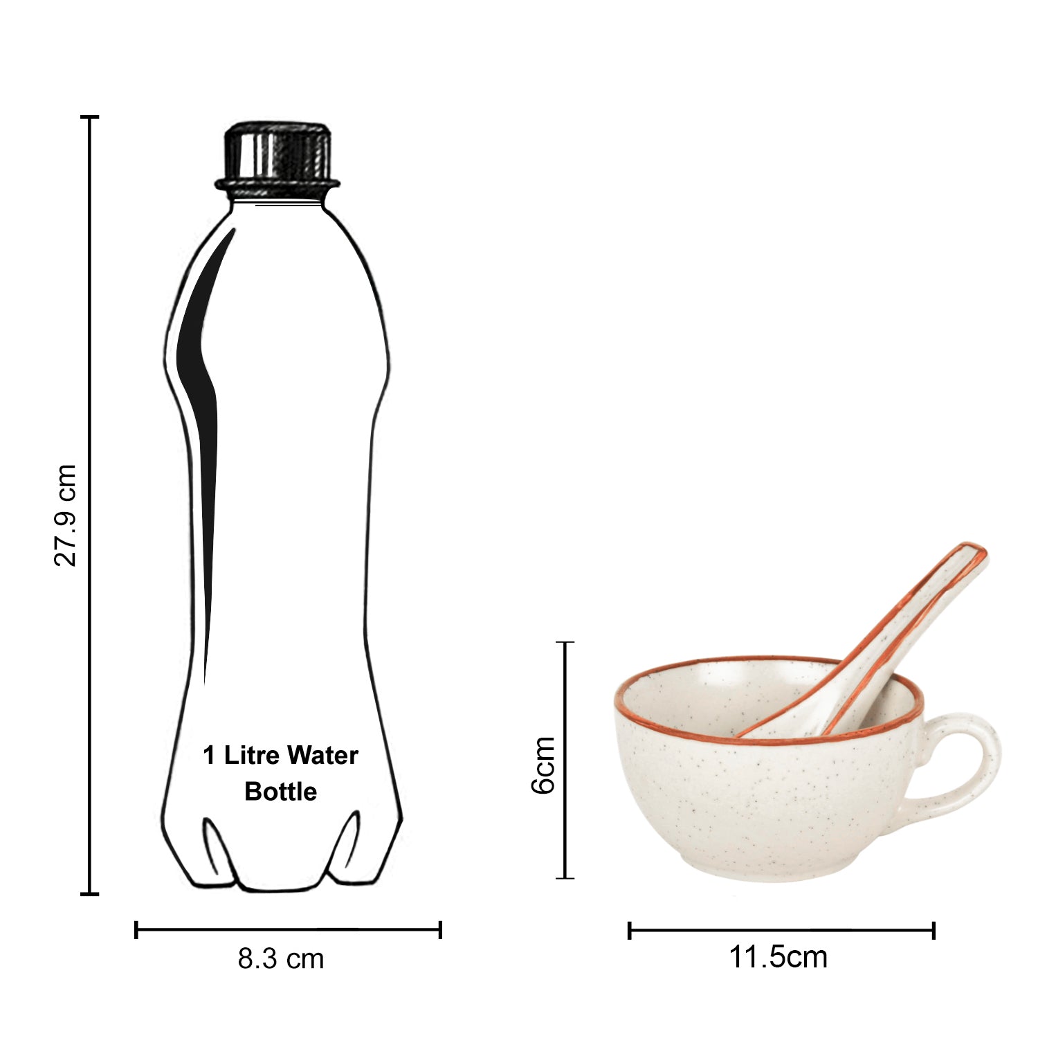 Ceramic Matt Finish Soup Cups with Spoon (250 ml each, Set of 4, White) - View 5