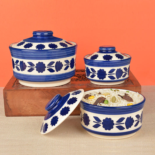 Studio Pottery Handpainted Ceramic Serving Donga with Lid Casserole Set