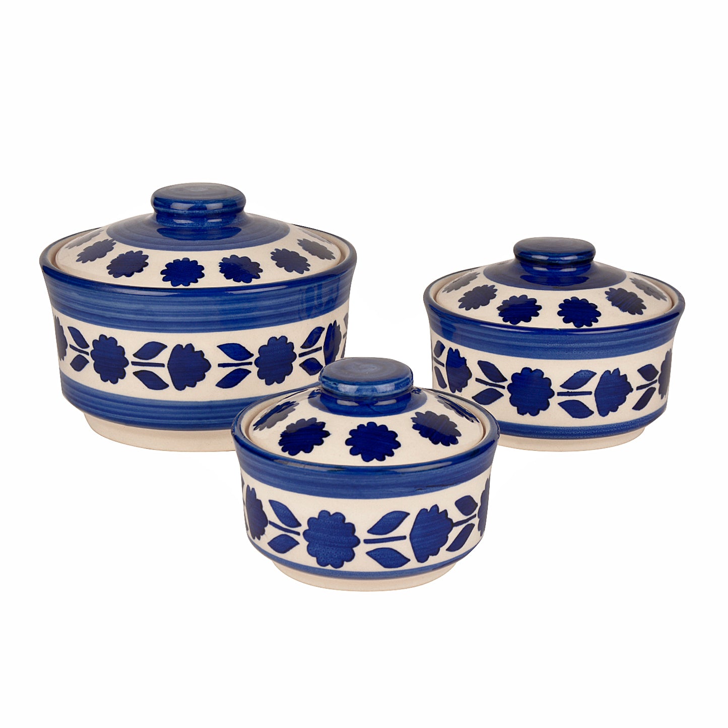 Studio Pottery Handpainted Ceramic Serving Donga with Lid Casserole Set