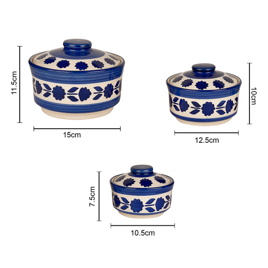 Studio Pottery Handpainted Ceramic Serving Donga with Lid Casserole Set