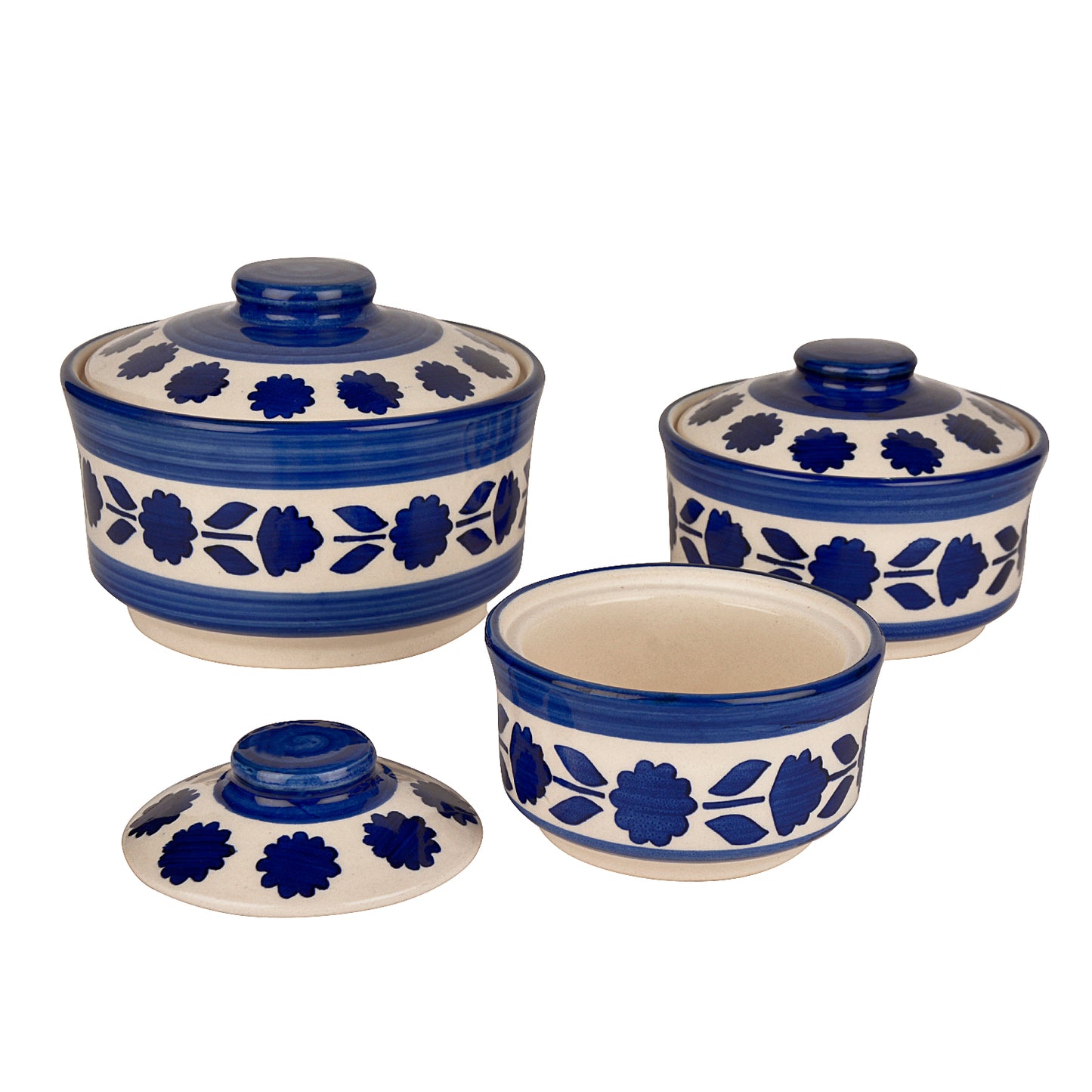 Studio Pottery Handpainted Ceramic Serving Donga with Lid Casserole Set