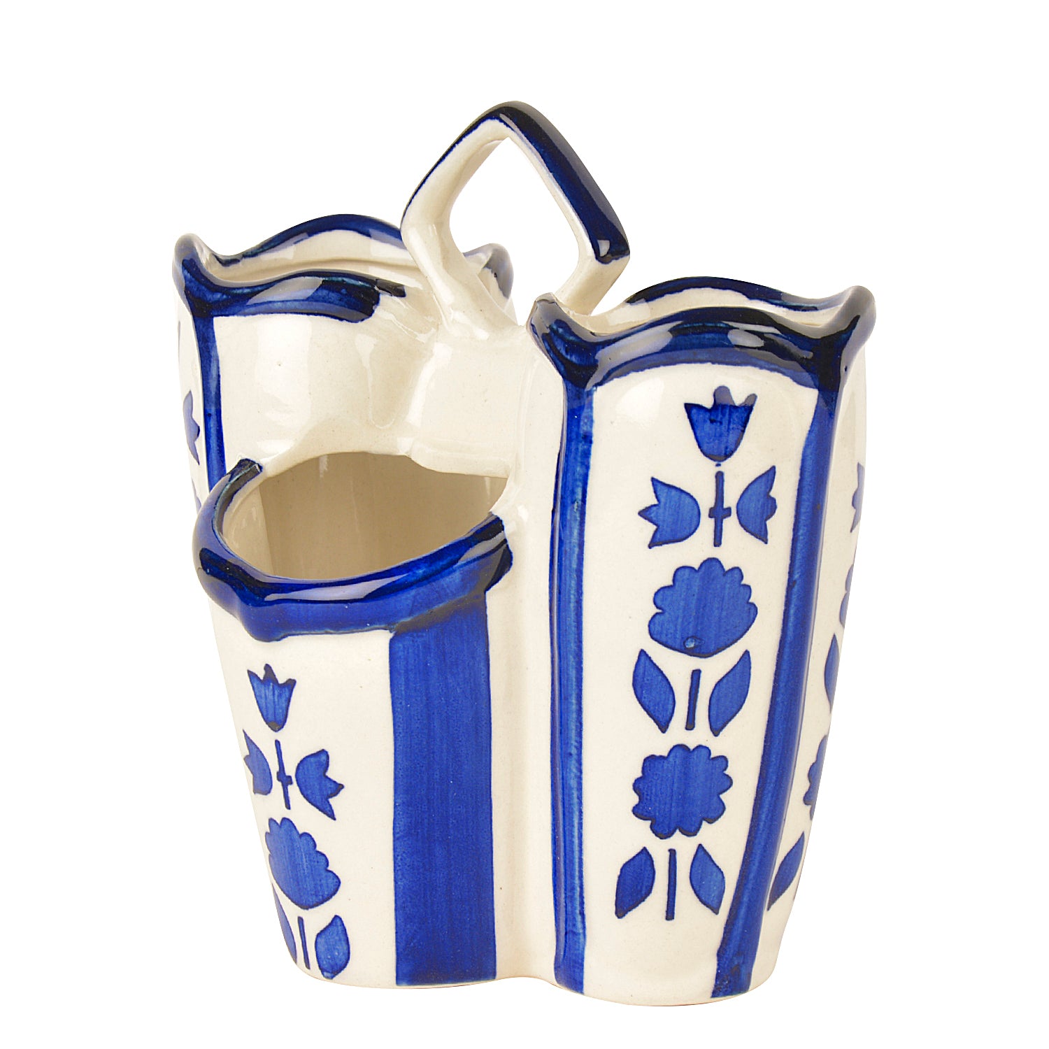 Handpainted Ceramic Kitchen Cutlery Stand (Blue and White) - View 3