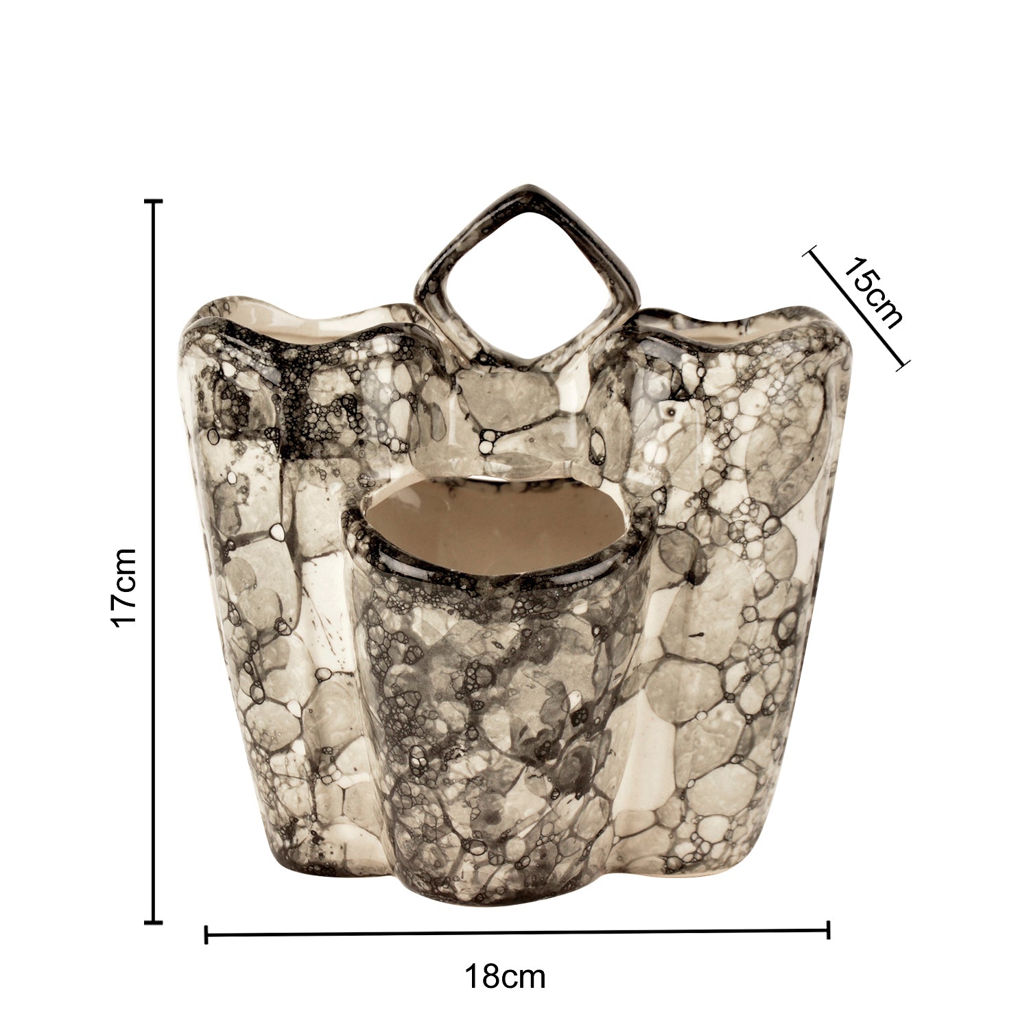 Handpainted Ceramic Kitchen Cutlery Stand (Grey Lustre) - View 2