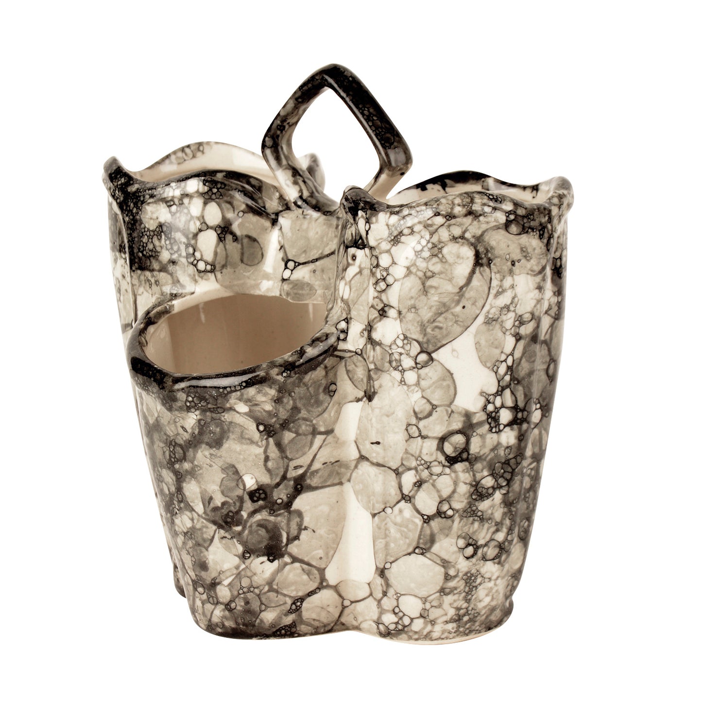 Handpainted Ceramic Kitchen Cutlery Stand (Grey Lustre) - View 3