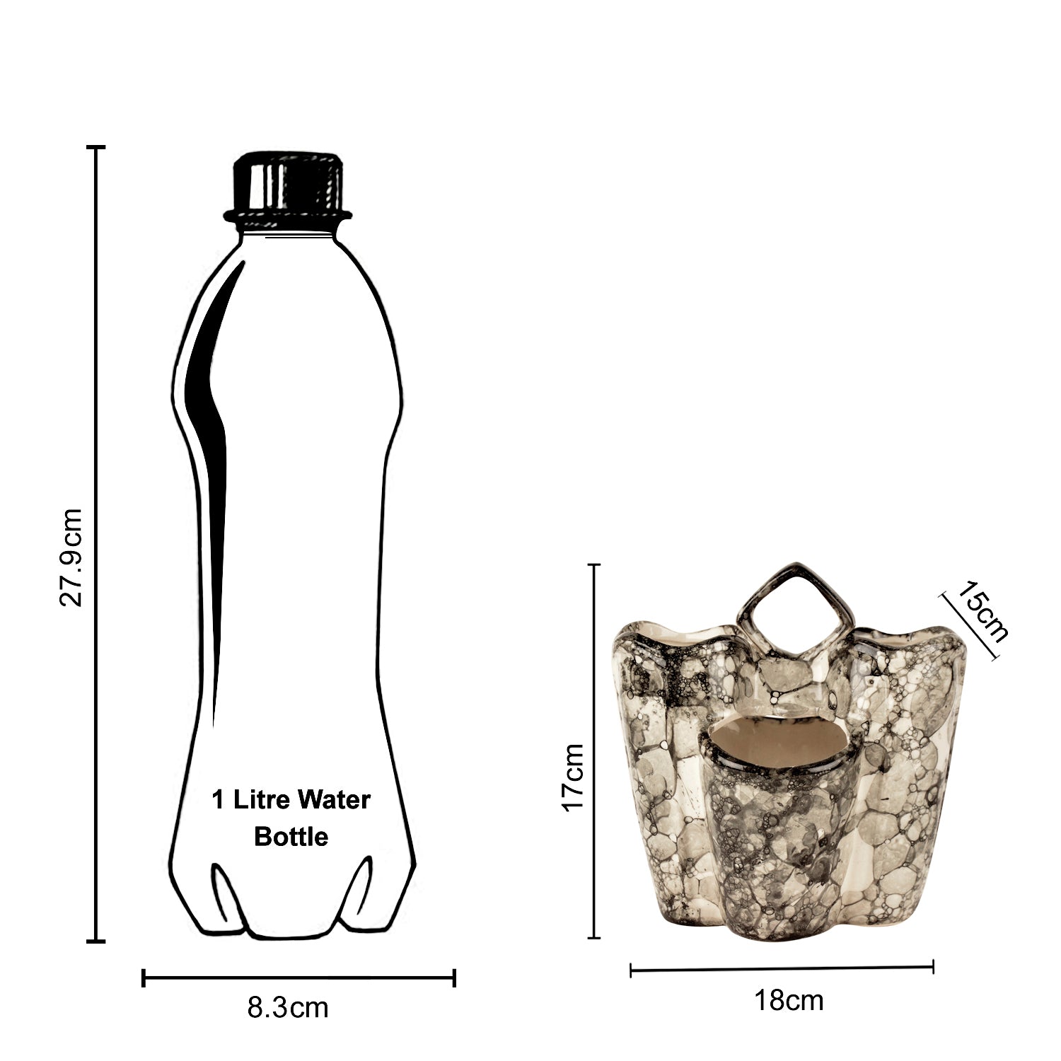 Handpainted Ceramic Kitchen Cutlery Stand (Grey Lustre) - View 5