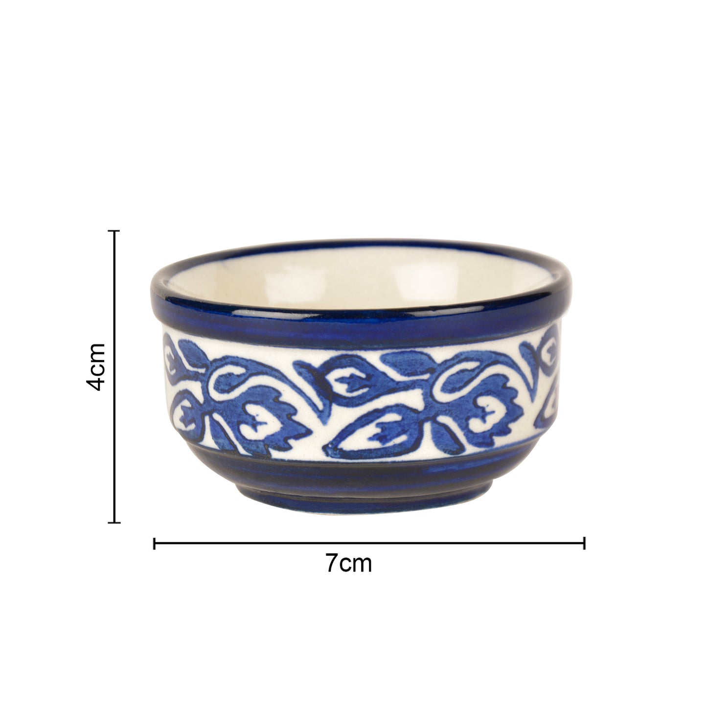 Handpainted Ceramic Serving Bowls (110 ml , Set of 4, Blue) - View 2