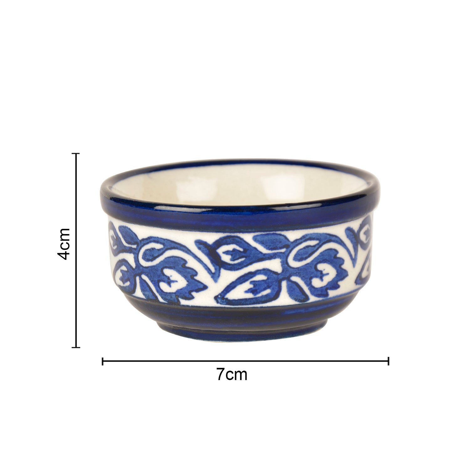 Handpainted Ceramic Serving Bowls (110 ml , Set of 4, Blue) - View 2