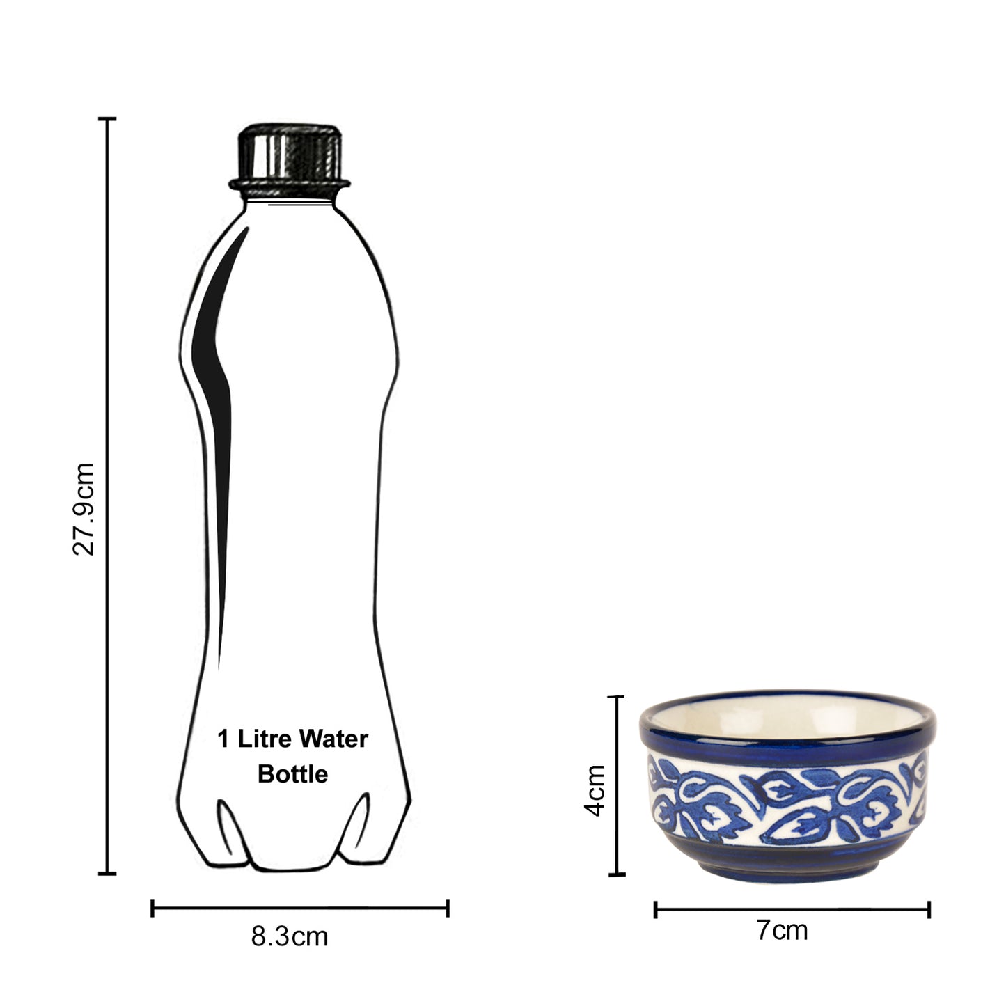 Handpainted Ceramic Serving Bowls (110 ml , Set of 4, Blue) - View 6