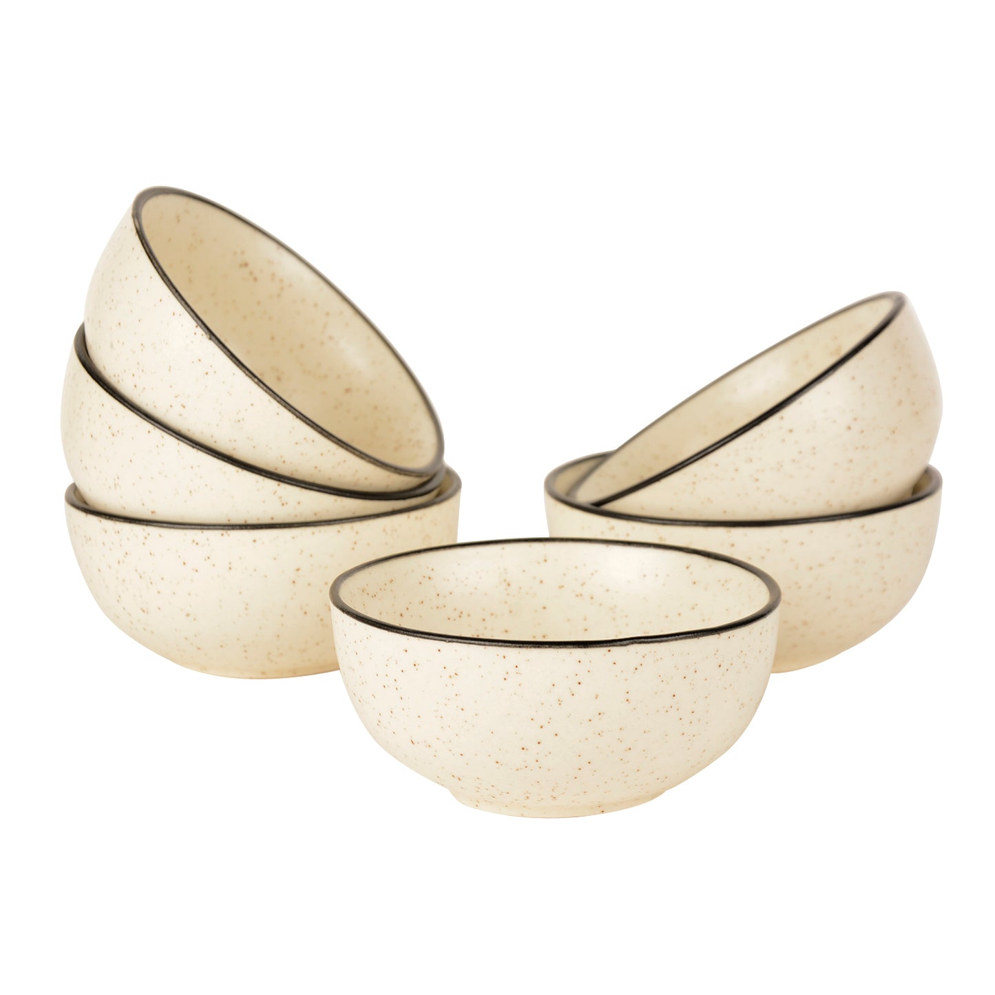 Ceramic Matt Finish Serving Bowls (200 ml , Set of 6, White) - View 3