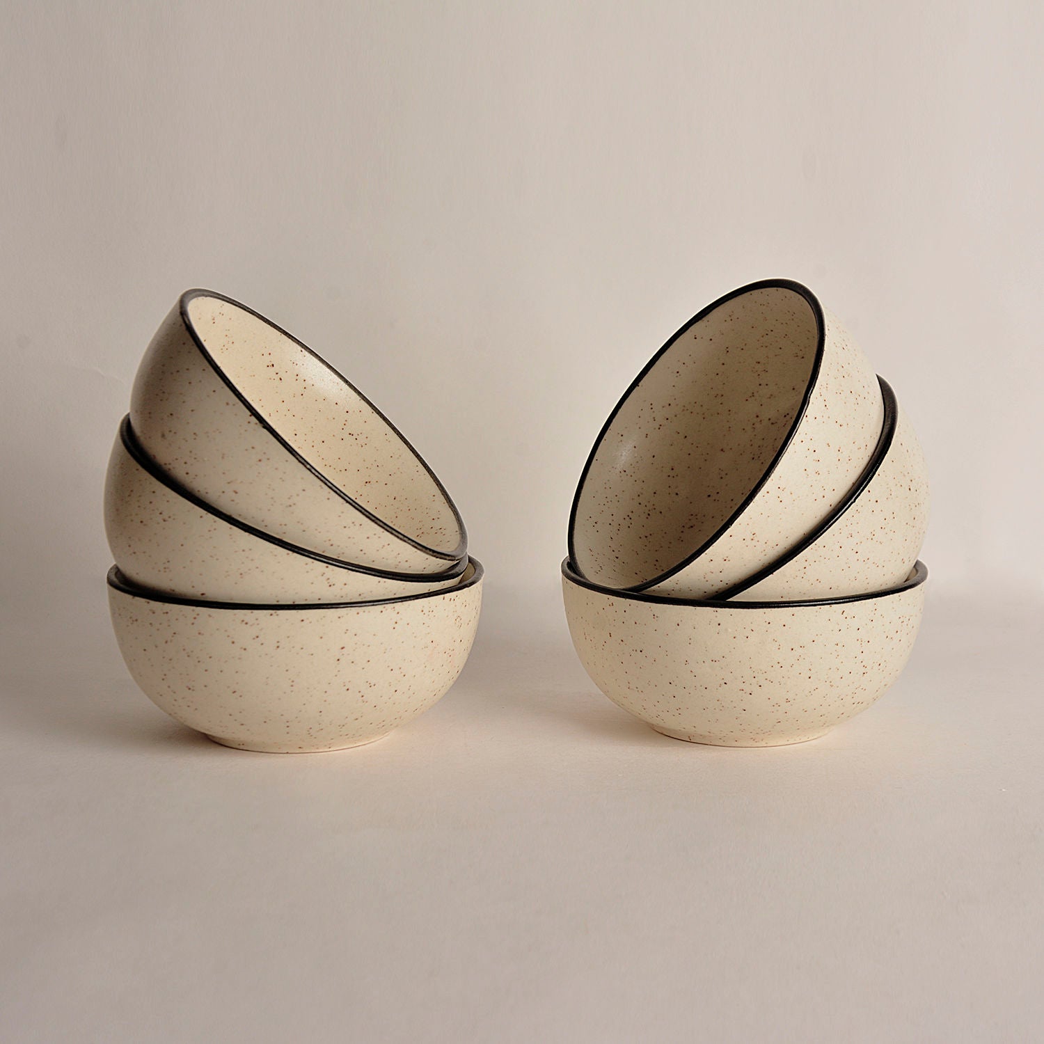 Ceramic Matt Finish Serving Bowls (200 ml , Set of 6, White) - View 6