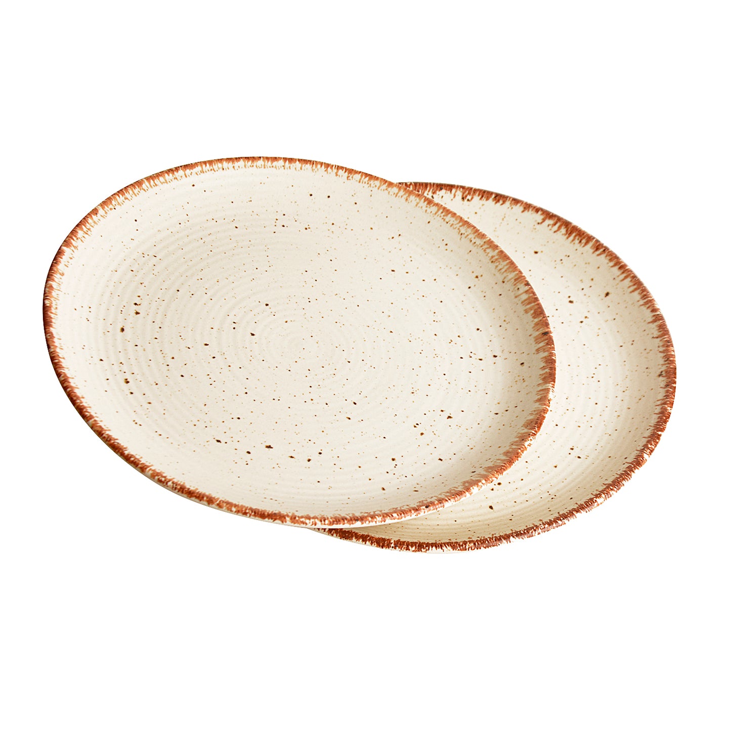 Hand Glazed Ceramic Dinner Serving Plates ( 10 inches , Set of 2 , Off White , Brown ) - View 3