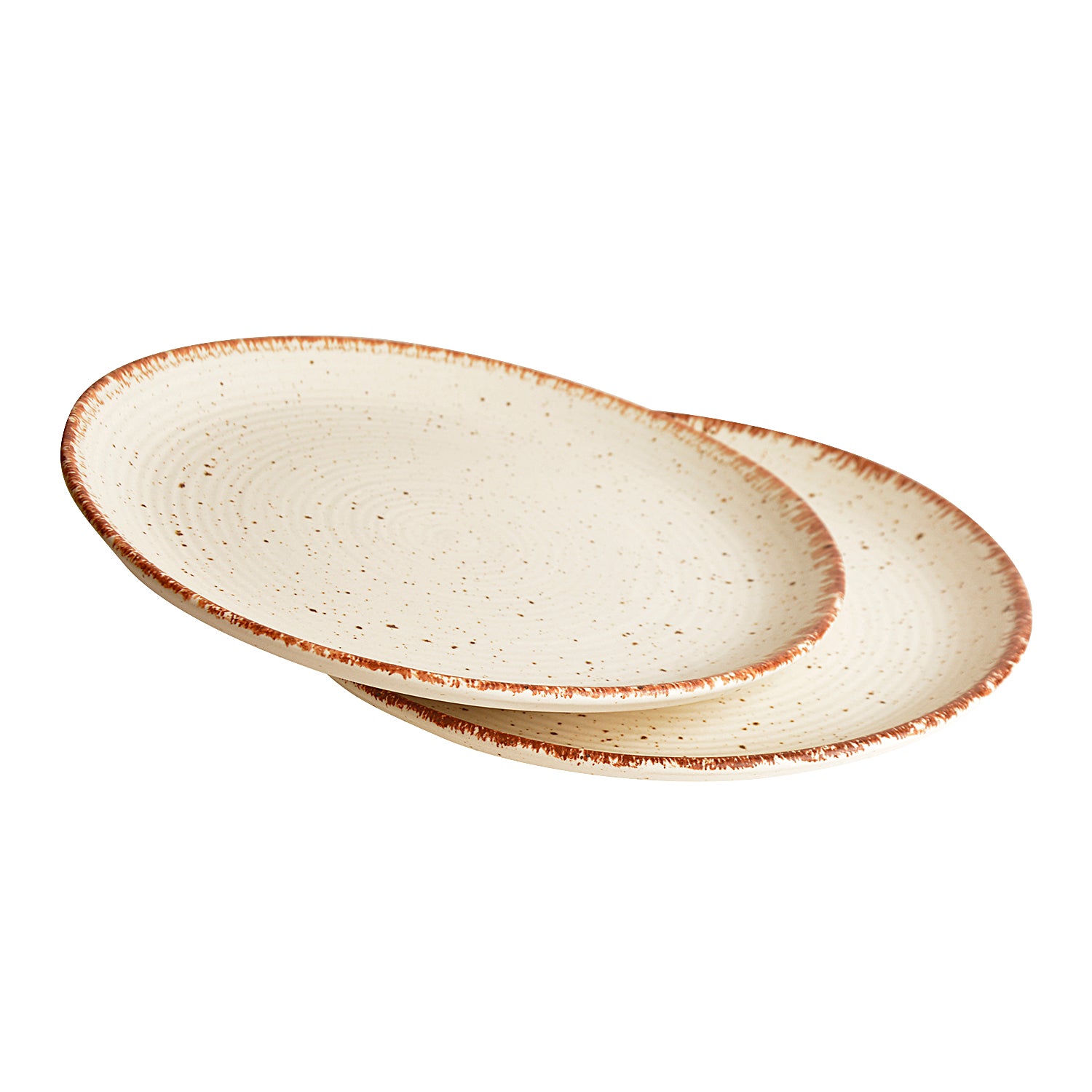 Hand Glazed Ceramic Dinner Serving Plates ( 10 inches , Set of 2 , Off White , Brown ) - View 4