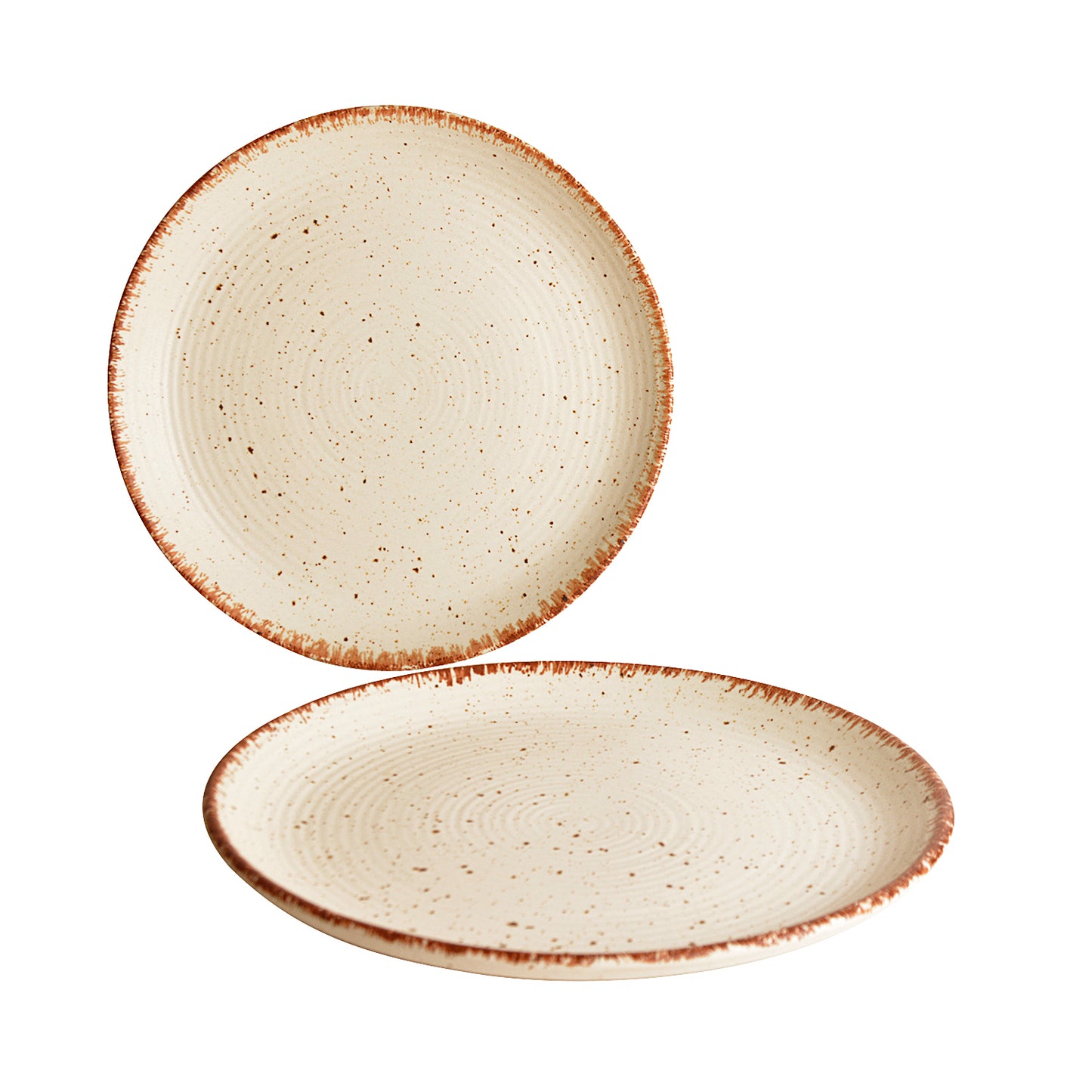 Hand Glazed Ceramic Dinner Serving Plates ( 10 inches , Set of 2 , Off White , Brown ) - View 5