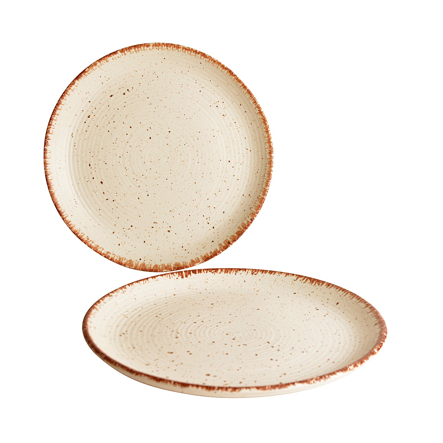 Hand Glazed Ceramic Dinner Serving Plates ( 10 inches , Set of 2 , Off White , Brown ) - View 5