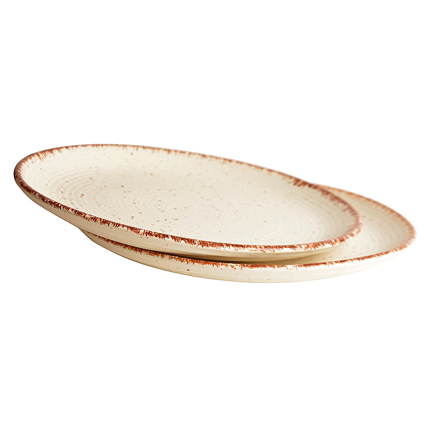 Hand Glazed Ceramic Dinner Serving Plates ( 10 inches , Set of 2 , Off White , Brown ) - View 6
