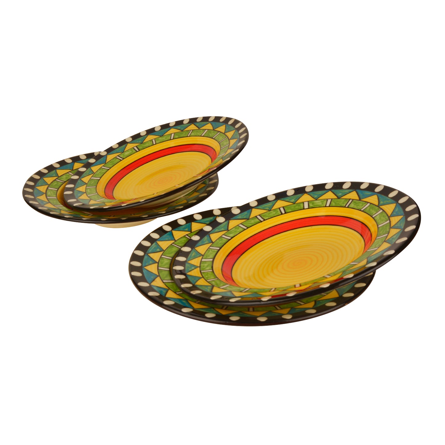 “the raindbow” Hand Painted Ceramic Pasta Plate ( 9 inches , Set of 4 , Multicolor ) - View 5