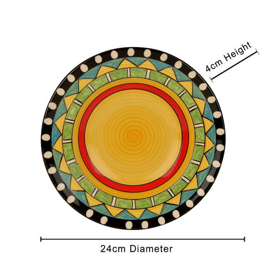 “the raindbow” Hand Painted Ceramic Pasta Plate ( 9 inches , Set of 4 , Multicolor ) - View 2