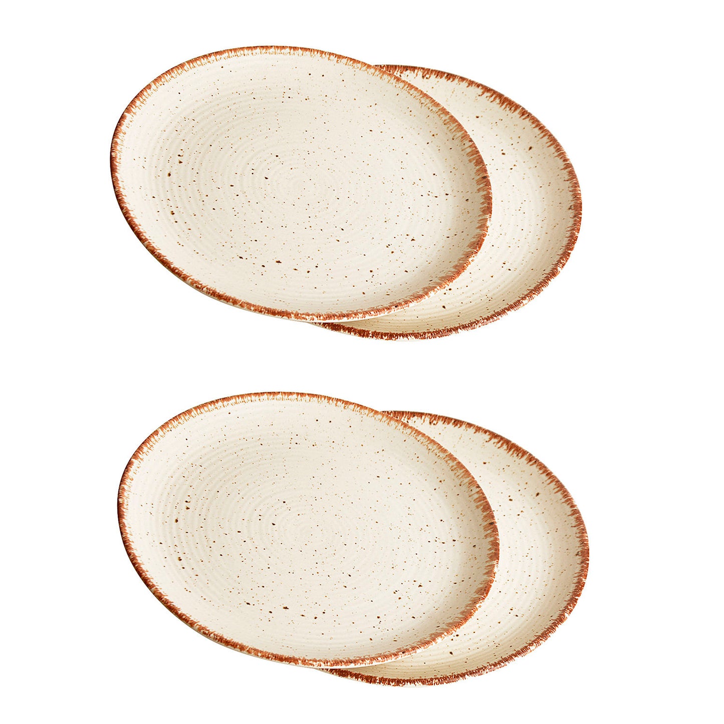 Hand Glazed Ceramic Dinner Serving Plates ( 10 inches , Set of 4 , Off White , Brown ) - View 4