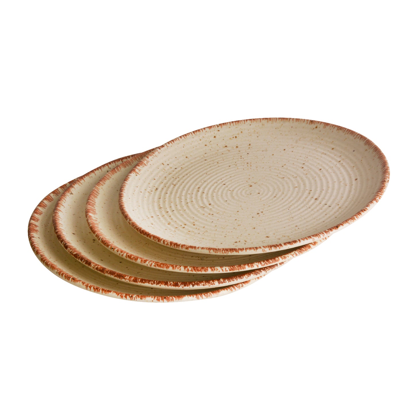 Hand Glazed Ceramic Dinner Serving Plates ( 10 inches , Set of 4 , Off White , Brown ) - View 5