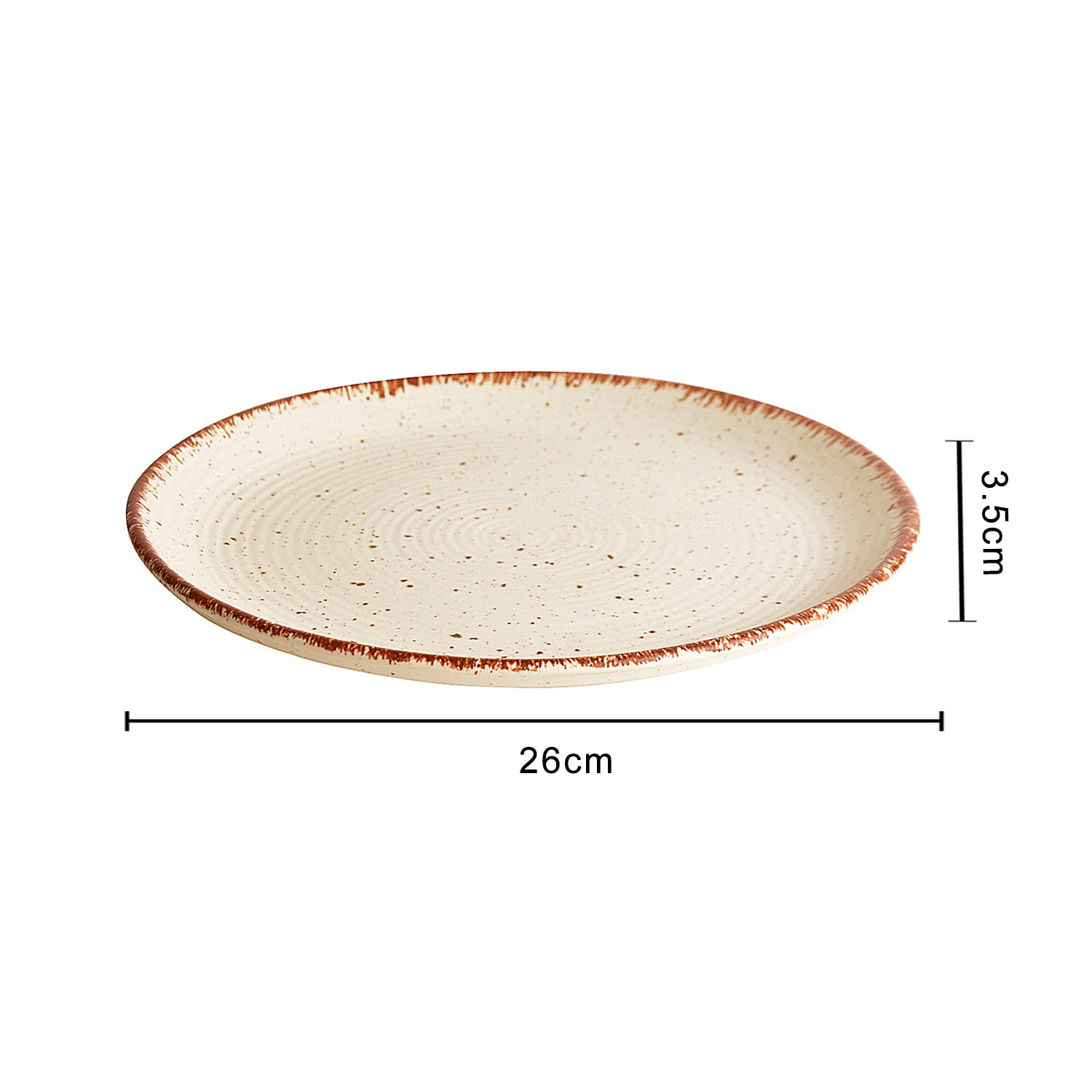 Hand Glazed Ceramic Dinner Serving Plates ( 10 inches , Set of 4 , Off White , Brown ) - View 2