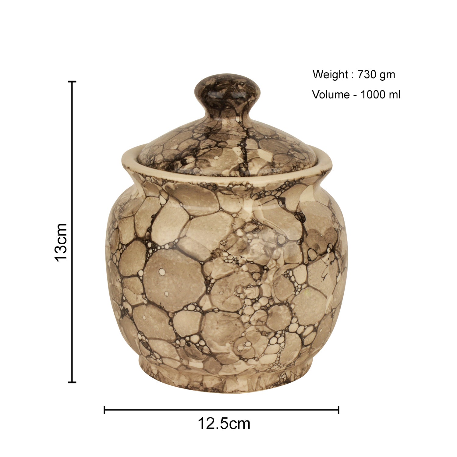 Handpainted Ceramic Jar with Lid (1000 ml, Grey Lustre) - View 2