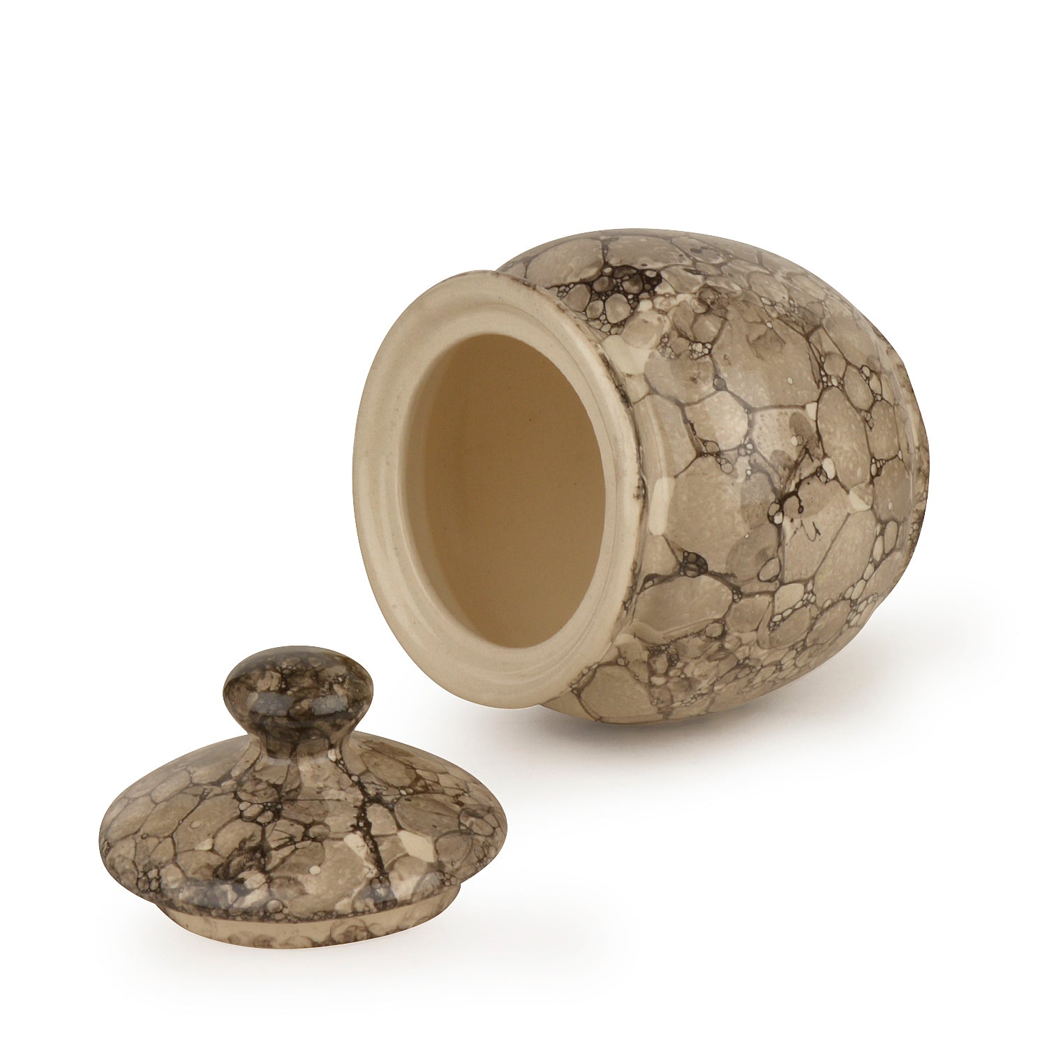 Handpainted Ceramic Jar with Lid (1000 ml, Grey Lustre) - View 3