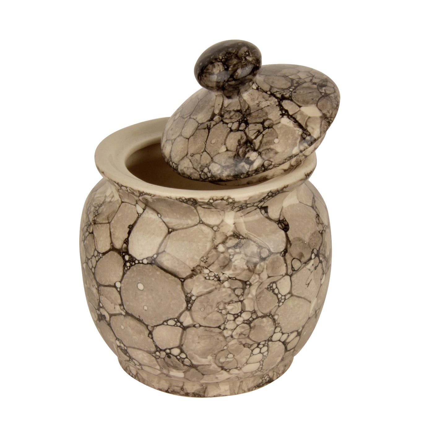 Handpainted Ceramic Jar with Lid (1000 ml, Grey Lustre) - View 4