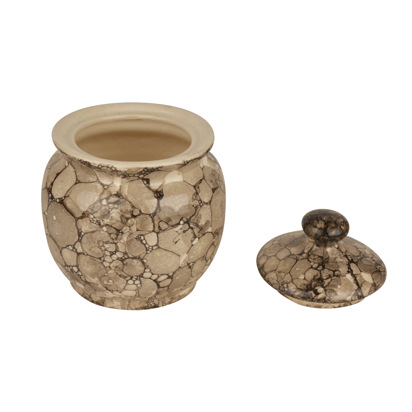 Handpainted Ceramic Jar with Lid (1000 ml, Grey Lustre) - View 5