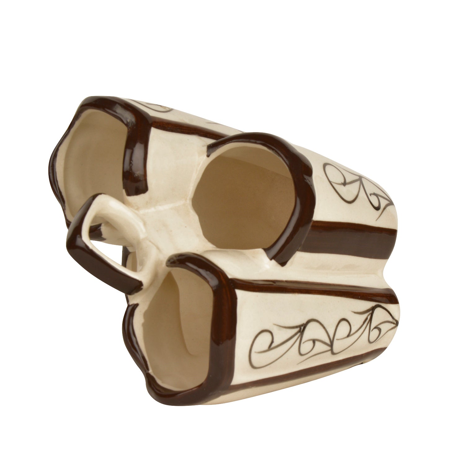 Handpainted Ceramic Kitchen Cutlery Stand (Brown and White) - View 5