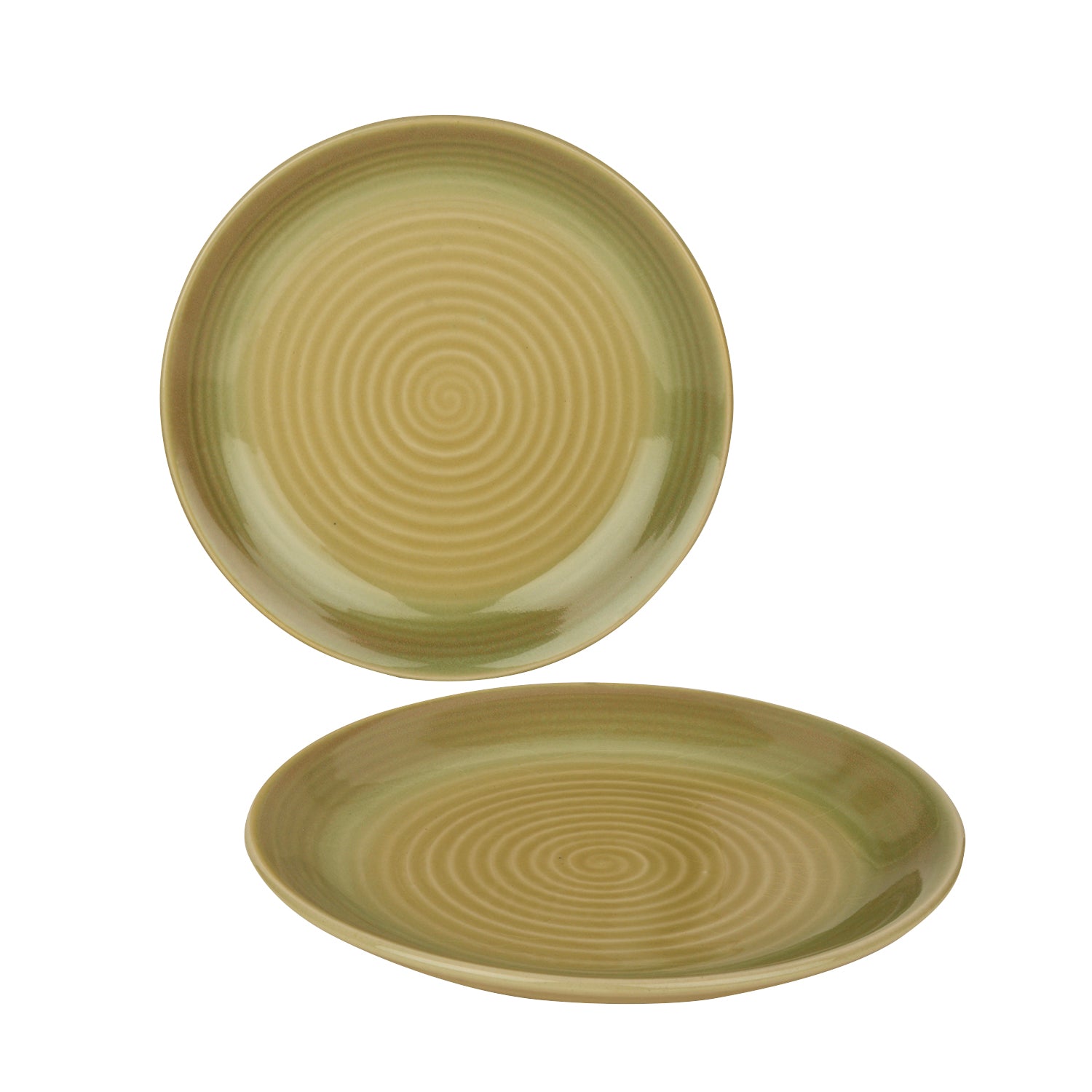 "Sage Green Collection" Studio Pottery Handcrafted Ceramic Dinner Plates (Set of 2, Sage Green, Diameter - 24 cm) - View 6
