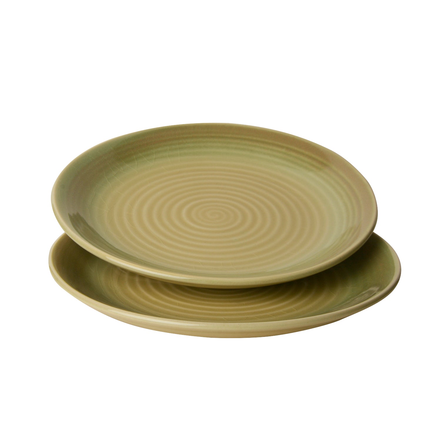 "Sage Green Collection" Studio Pottery Handcrafted Ceramic Dinner Plates (Set of 2, Sage Green, Diameter - 24 cm) - View 5