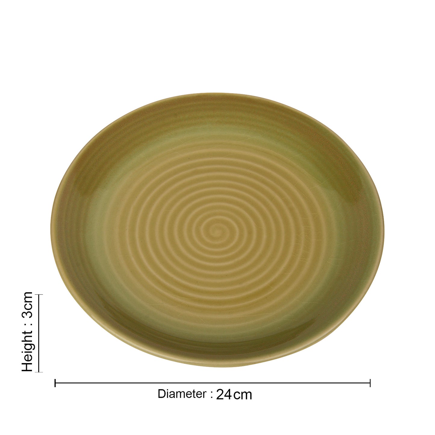 "Sage Green Collection" Studio Pottery Handcrafted Ceramic Dinner Plates (Set of 2, Sage Green, Diameter - 24 cm) - View 2