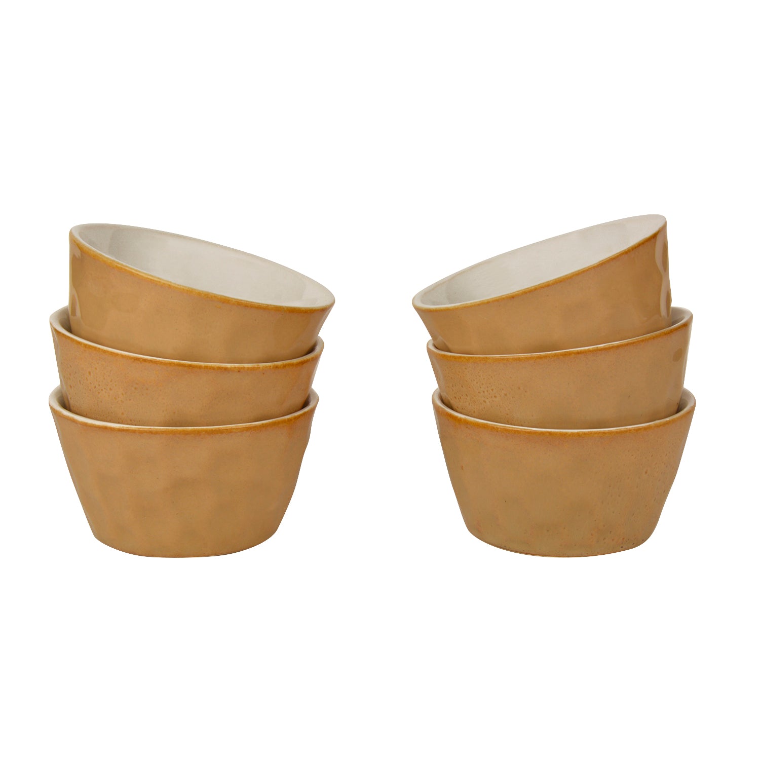 Handcrafted Ceramic Pudding Serving Set (Set of 7, Beige, 700 ml and 150 ml each ) - View 6