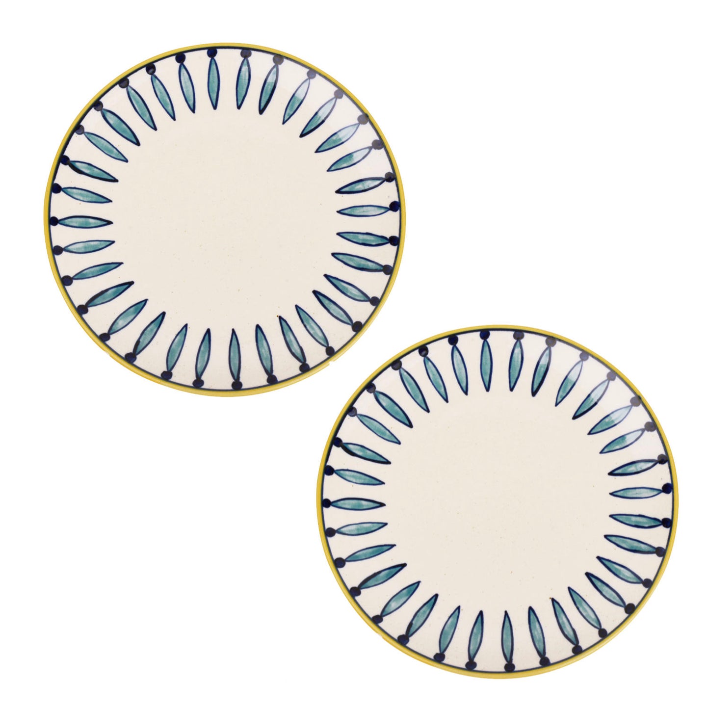 " Kyoto Collection " Handpainted Ceramic Dinner Serving Plates (Set of 2, White and Blue, 10 inches) - View 3