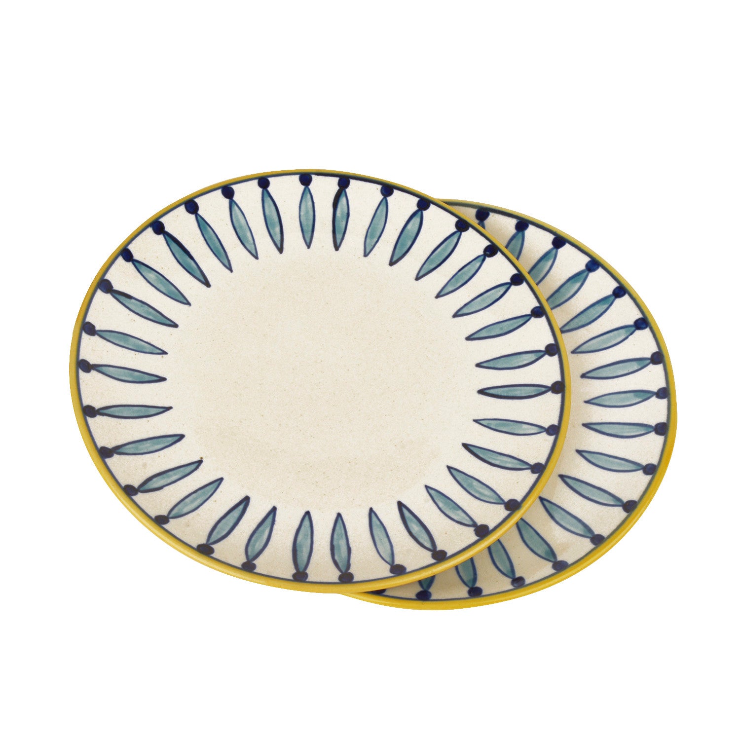 " Kyoto Collection " Handpainted Ceramic Dinner Serving Plates (Set of 2, White and Blue, 10 inches) - View 4
