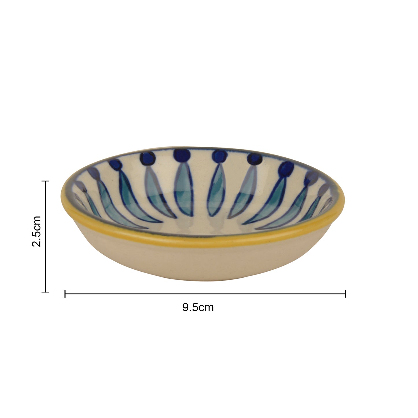 "Kyoto Collection" Handpainted Ceramic Dip Bowls (Set of 2, White and Blue, 50 ml each) - View 2
