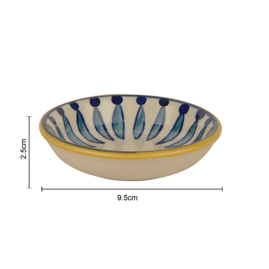 "Kyoto Collection" Handpainted Ceramic Dip Bowls (Set of 2, White and Blue, 50 ml each) - View 2