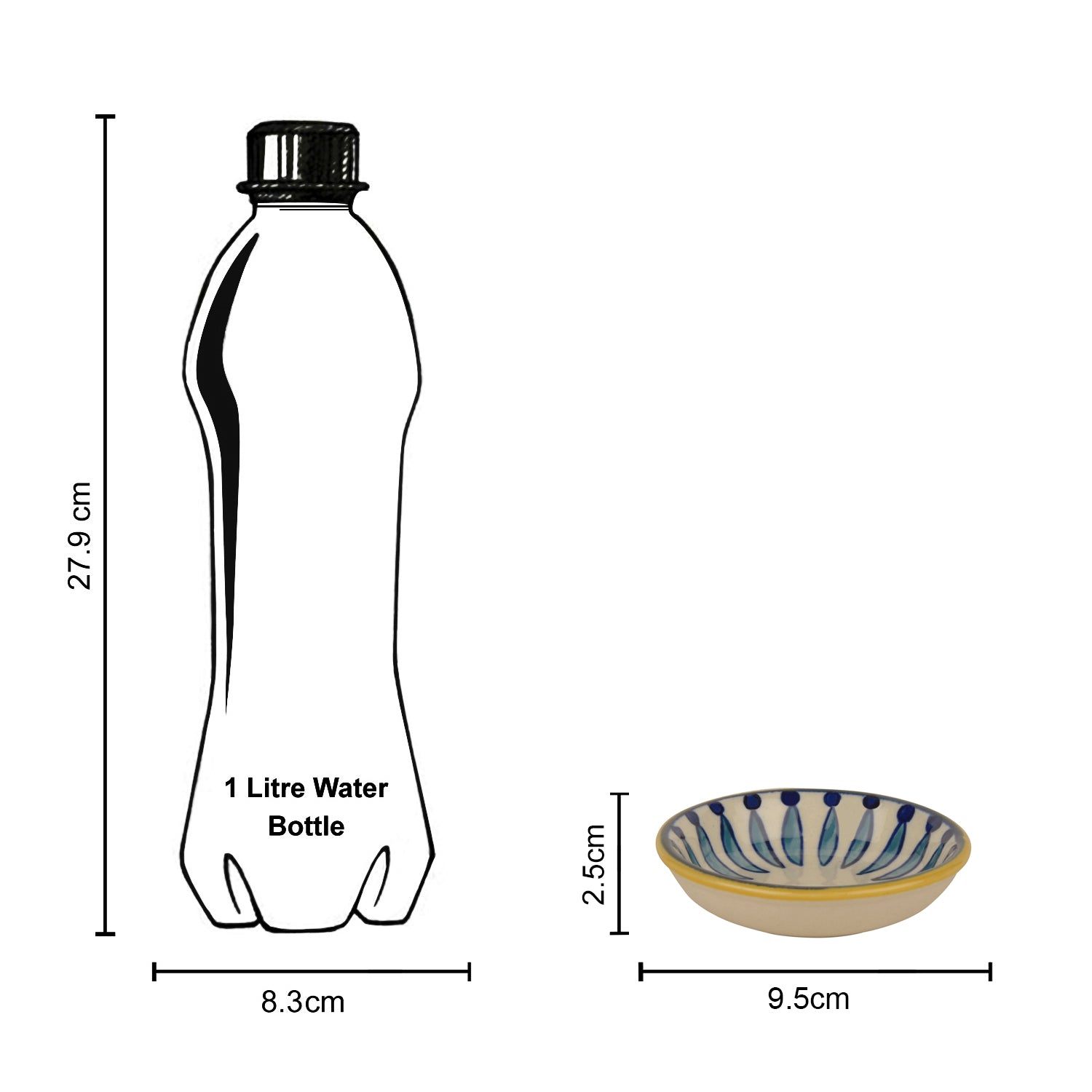 "Kyoto Collection" Handpainted Ceramic Dip Bowls (Set of 2, White and Blue, 50 ml each) - View 6