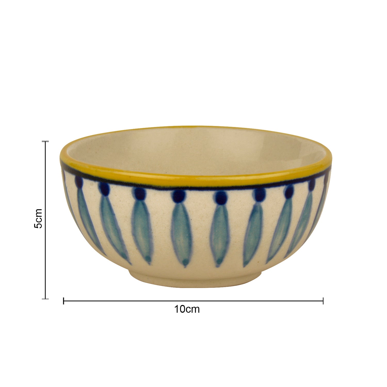 "Kyoto Collection" Handpainted Ceramic Dinner Serving Bowls (Set of 4, White and Blue, 200 ml each) - View 2