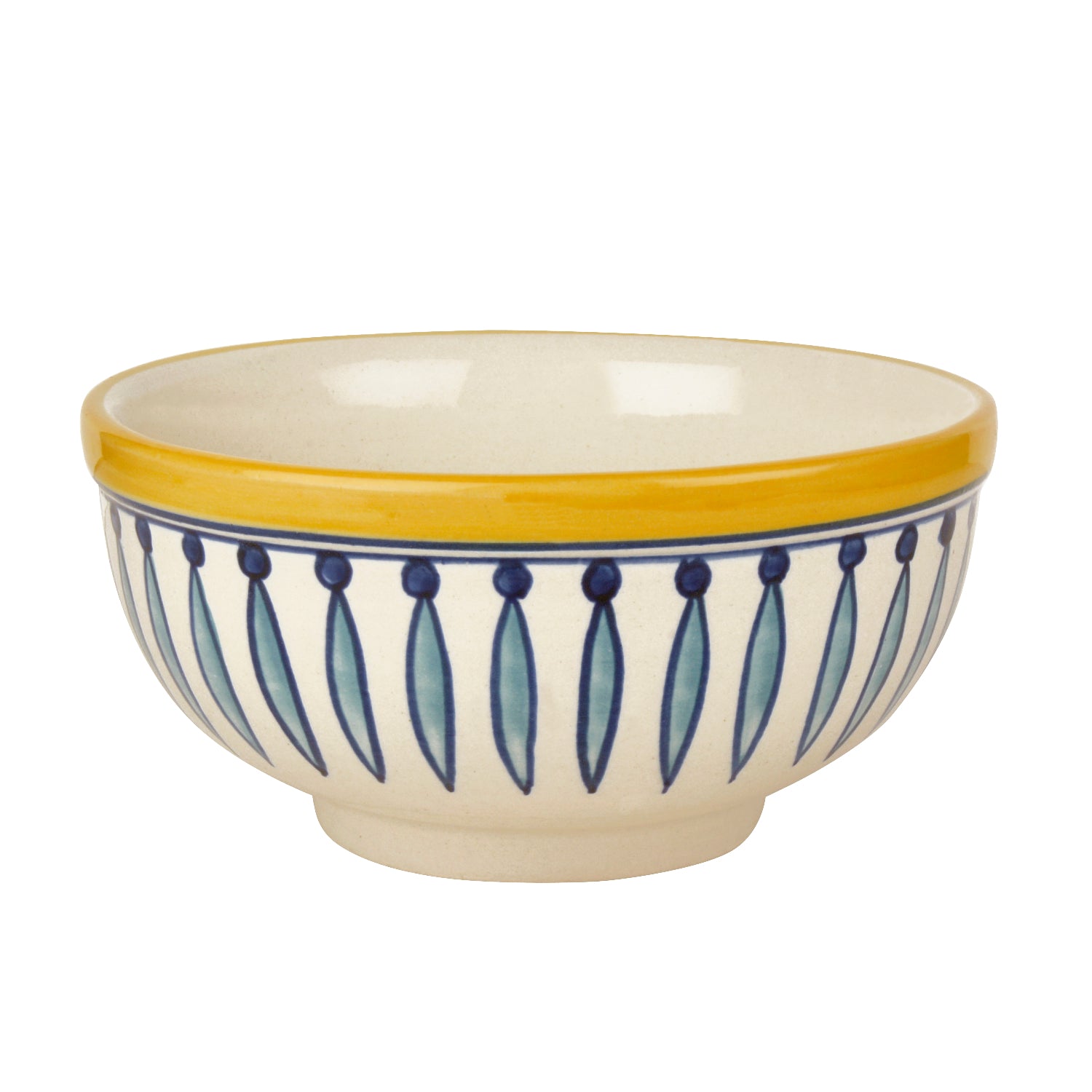 "Kyoto Collection" Handpainted Ceramic Dinner Serving Bowl (White and Blue, 1000 ml) - View 3