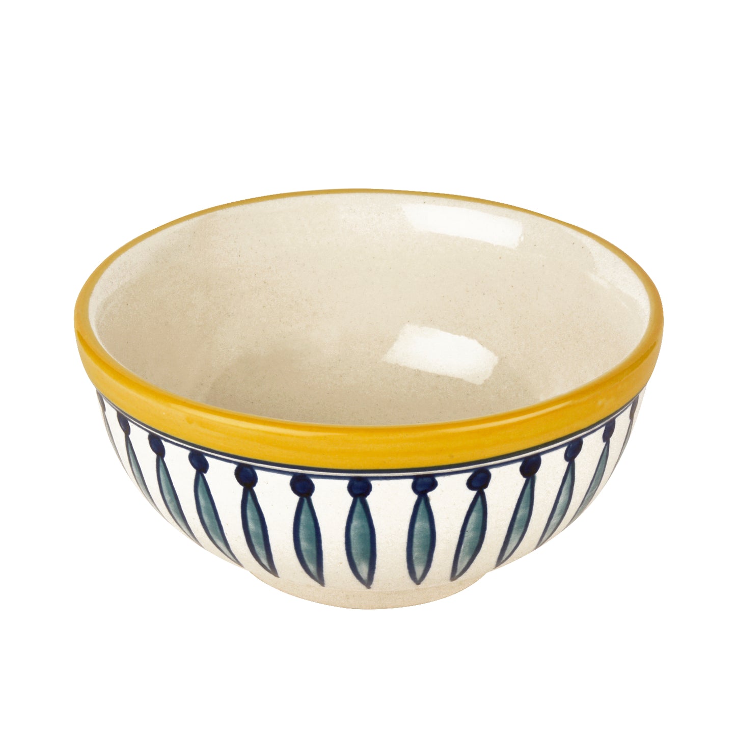 "Kyoto Collection" Handpainted Ceramic Dinner Serving Bowl (White and Blue, 1000 ml) - View 4