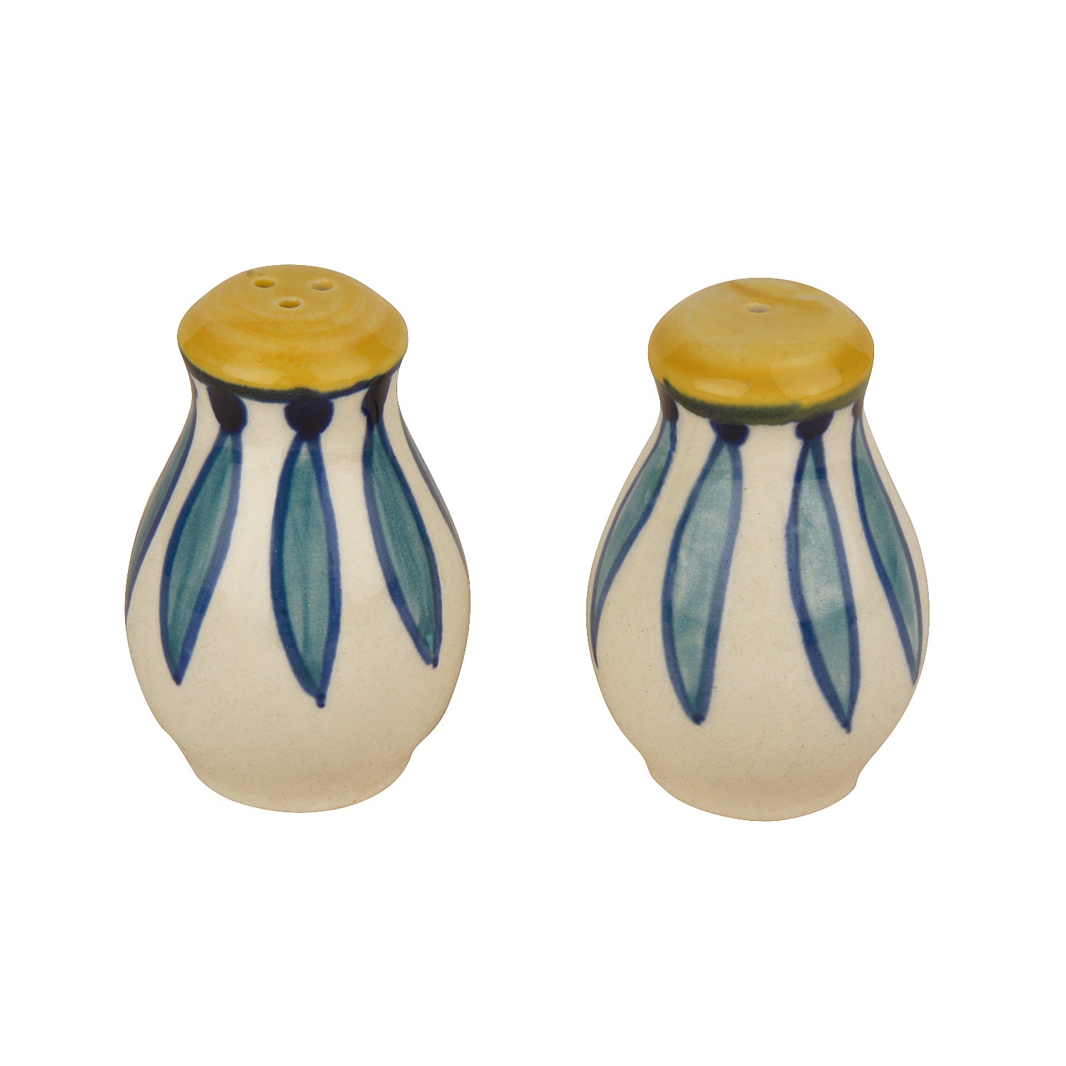 "Kyoto Collection" Handpainted Ceramic Salt and Pepper Shaker (Set of 2, White and Blue ) - View 5