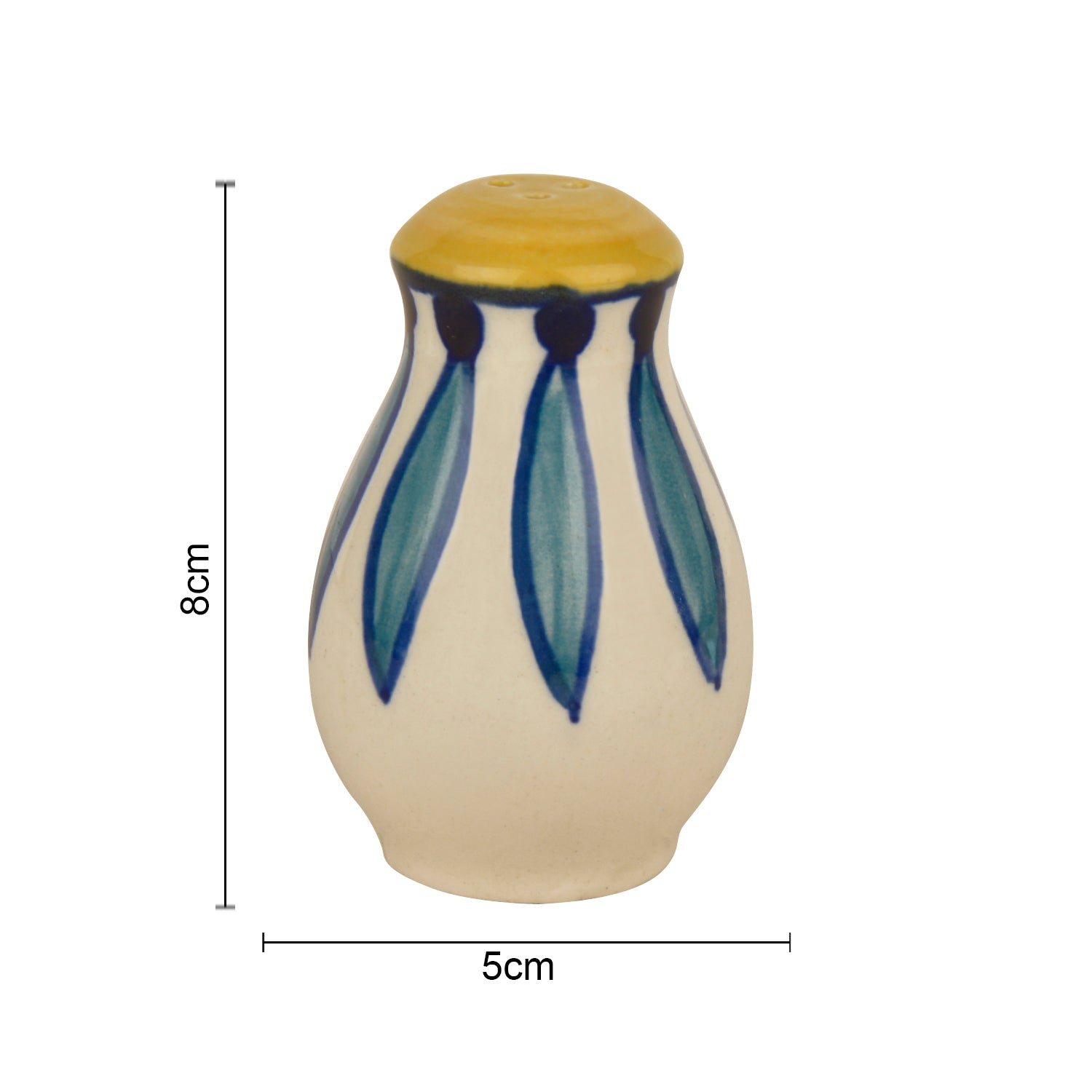 "Kyoto Collection" Handpainted Ceramic Salt and Pepper Shaker (Set of 2, White and Blue ) - View 2